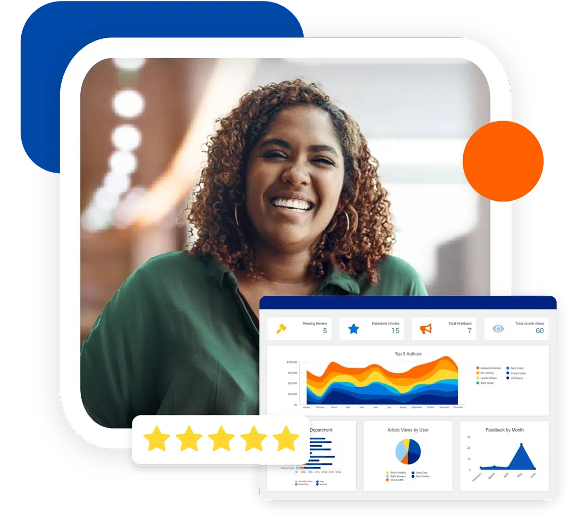 5-star reviews from Caspio customers and screenshots of applications built on Caspio