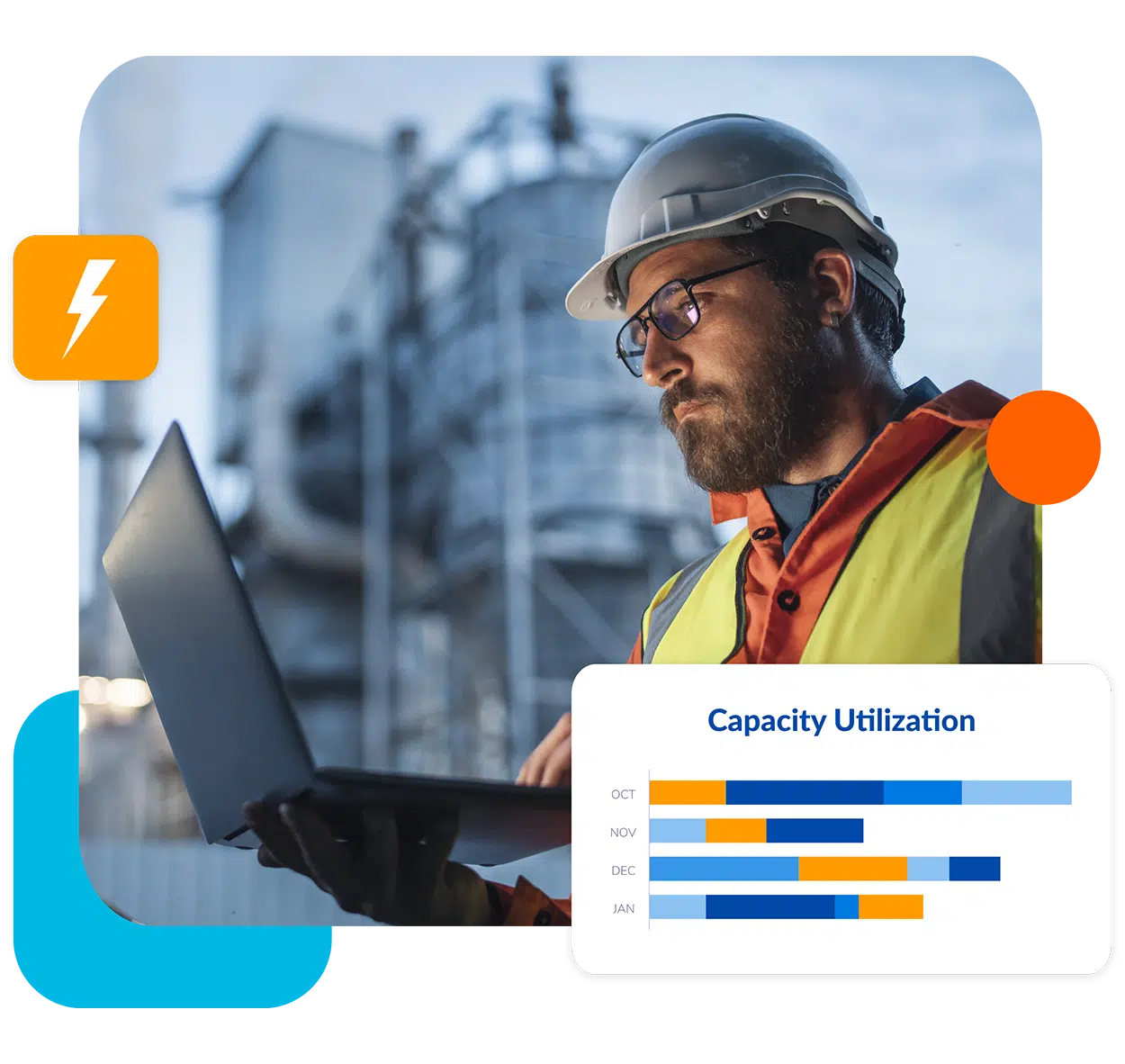 Field worker checking his energy monitoring software