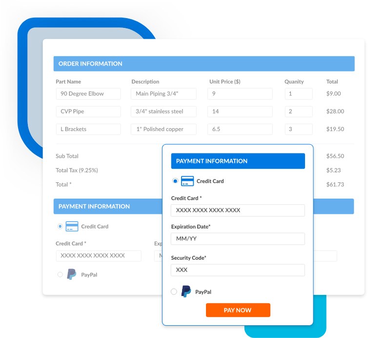 Order and payment forms
