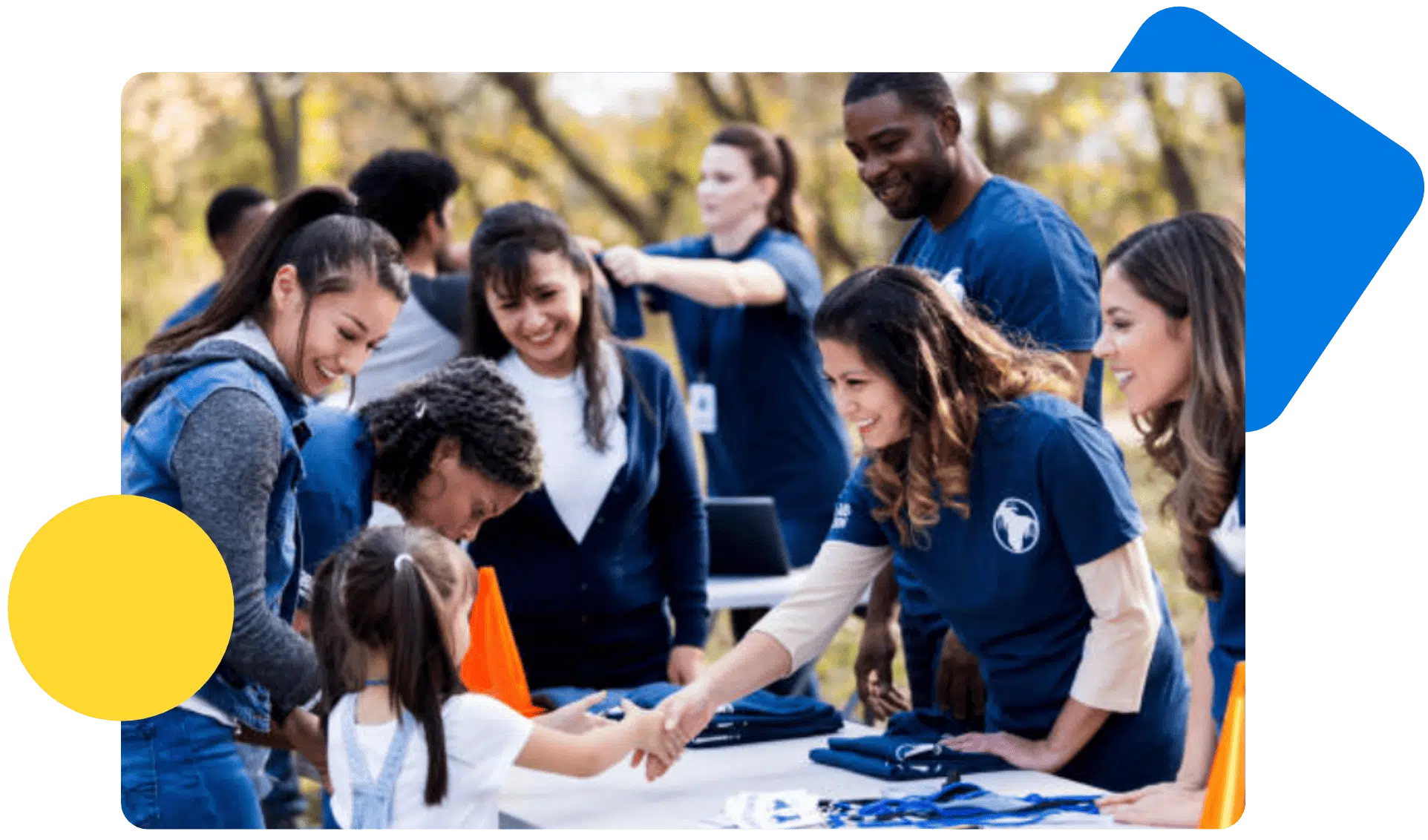 Nonprofit initiative with volunteers and beneficiaries